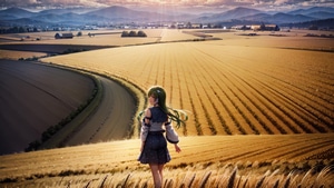 Anime Girl, Anime, Field, Artist, Artwork, Digital Art, Pixiv, 4K wallpaper