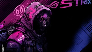 ASUS ROG Strix, Illustration, Dark background, Neon art, 4K wallpaper