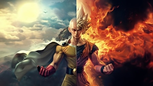 Goku, One Punch Man, Anime, Saitama, Artwork, Ai, Digital Art, Artist, 4K wallpaper