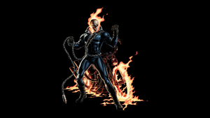 Ghost Rider, Black background, Marvel Superheroes, AMOLED, Skull, Fire, 4K wallpaper