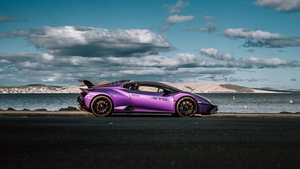 Lamborghini Huracán STO, Purple, 4K wallpaper