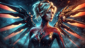 Mercy Overwatch, Spider Woman, Superheroes, Ai Girls, Ai, Games, Artist, Artwork, Digital Art, Deviantart, 4K wallpaper