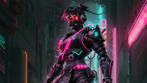 Neon, Samurai, Artist, Artwork, Digital Art, Deviantart, 4K wallpaper