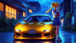 Anime, Anime Girl, Mazda Rx7, Mazda, Cars, Artist, Artwork, Digital Art, Deviantart, 4K wallpaper