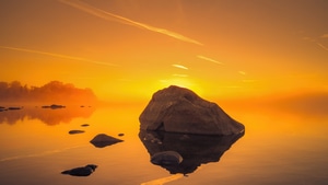 Rocks, Reflection, Nature, 4K wallpaper