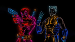Deadpool And Wolverine, Deadpool 3, Wolverine, Deadpool, Superheroes, Neon, Artwork, Digital Art, Dark, 4K wallpaper