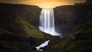 Island, Waterfall, Nature, 4K wallpaper