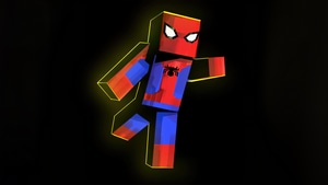 Minecraft, Spiderman, Superheroes, Dark, Black, Artist, Artwork, Digital Art, 4K wallpaper