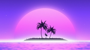 Synthwave, Trees, Palm, Artist, Artwork, Digital Art, 4K wallpaper