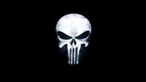 The Punisher, Skull, Black background, The Punisher logo, AMOLED, 4K wallpaper
