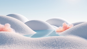 CGI, Landscape, White aesthetic, Infrared vision, Daylight, Body of Water, 4K wallpaper