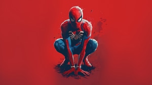 Spiderman, Superheroes, Artwork, Red, Digital Art, Ai, 4K wallpaper