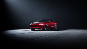 Tesla Model 3, 2024, Performance car, Dark background, Red cars, 4K wallpaper