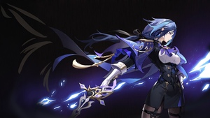 Genshin Impact, Dark background, Blue aesthetic, Dark blue, 4K wallpaper