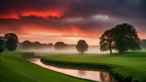 River, Sunrise, Nature, 4K wallpaper