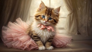 Adorable, Cute Kitten, AI art, 4K wallpaper