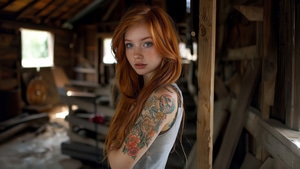 Redhead, Tattoo, Girls, Ai Girls, Artist, Artwork, Digital Art, 4K wallpaper