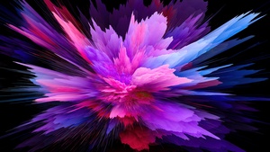 Color burst, Purple abstract, Xiaomi, Stock, Black background, 4K wallpaper