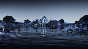 Midnight Blue, Crystal, Landscape, Surreal, Body of Water, 4K wallpaper