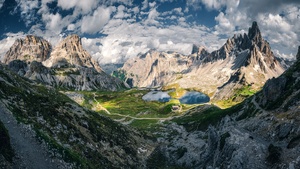 Dolomite mountains, Panorama, Italy, Landscape, 4K wallpaper