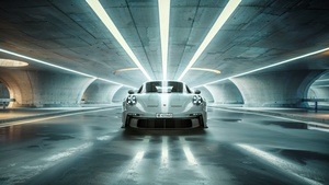 Porsche 911 GT3 RS, Tunnel, LED lighting, 4K wallpaper