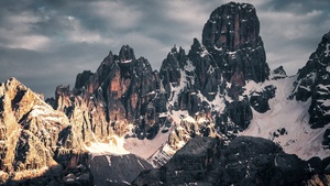 Golden hour, Mountain Peak, Dolomite mountains, 4K wallpaper