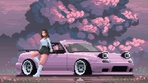 Mazda Rx7, Mazda, Cars, 8 Bit, Artist, Artwork, Digital Art, Artstation, 4K wallpaper