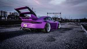 Porsche 992, Porsche, Cars, Behance, Purple, 4K wallpaper