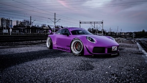 Porsche 992, Porsche, Cars, Behance, Purple, 4K wallpaper