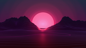 Neon, Sunset, Pink aesthetic, RetroWave art, Synthwave, 4K wallpaper