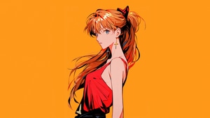 Neon Genesis Evangelion, Asuka Langley Soryu, Anime Girl, Anime, Minimalism, Minimalist, Artist, Artwork, Digital Art, 4K wallpaper