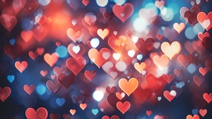 Love hearts, Bokeh Background, Colorful hearts, AI art, 4K wallpaper
