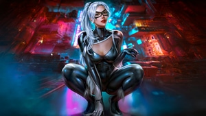 Black Cat, Superheroes, Artwork, Digital Art, Pixiv, 4K wallpaper