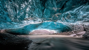 Ice Cave, Glacier, Iceland, Ultrawide, 4K wallpaper