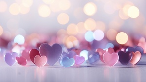 Glossy, Love hearts, Bokeh Background, Pastel, 4K wallpaper