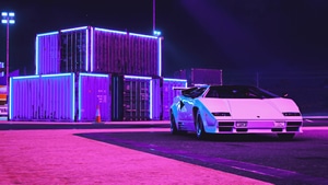 Lamborghini Countach, Retro, Cars, Lamborghini, Synthwave, Artist, Artwork, Digital Art, Games, Video Games, 4K wallpaper