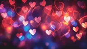 Love hearts, Aesthetic, AI art, Bokeh Background, Colorful hearts, 4K wallpaper
