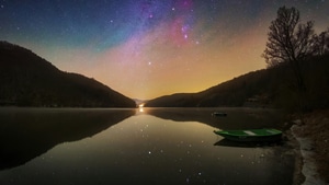 Boat, Lake, Sky, Nature, 4K wallpaper