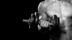 Gym, Dumbbell workout, Weightlifting, Strength, Fitness, Black and White, Monochrome, Black background, 4K wallpaper