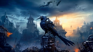 Crow, Scifi, Cyberpunk, Artist, Artwork, Digital Art, 4K wallpaper