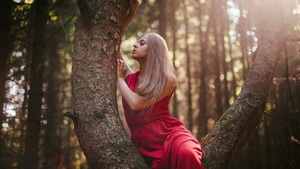 Red Dress, Girls, Model, Nature, 4K wallpaper