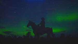 Cowboy, Aurora, Northern Lights, Artist, Artwork, Digital Art, 4K wallpaper