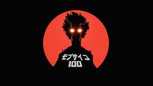 Mob Psycho 100, AMOLED, Black background, Minimal art, 4K wallpaper