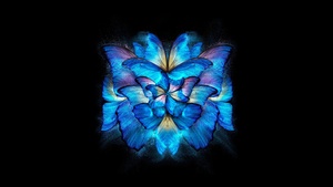 Blue abstract, Black background, AMOLED, 4K wallpaper