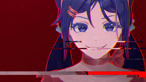MiSide, Anime girl, Mita, Red background, Anime game, 4K wallpaper