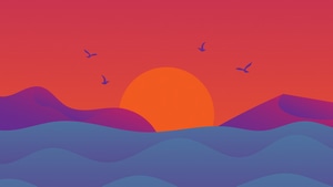 Sunset, Minimalism, Minimalist, Artist, Artwork, Digital Art, 4K wallpaper