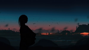 Anime Girl, Anime, Silhouette, Artist, Artwork, Digital Art, Pixiv, 4K wallpaper