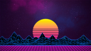 Retrowave, Sunset, Outrun, Grid lines, Neon, 4K wallpaper