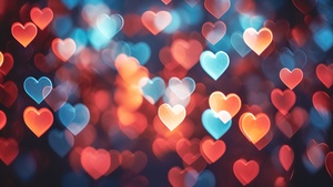 Bokeh Background, Love hearts, Valentine, AI art, 4K wallpaper