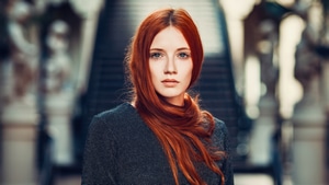 Redhead, Girls, Blue Eyes, Model, 4K wallpaper